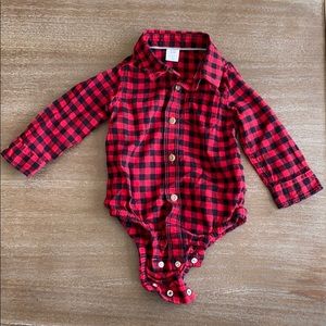 Soft flannel button-up, buffalo check, bodysuit